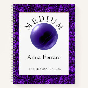 Amethyst Crystal Ball Glitter Medium Clairvoyant  Notebook