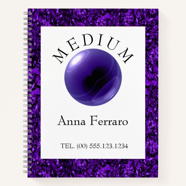 Amethyst Crystal Ball Glitter Medium Clairvoyant  Notebook (Front)