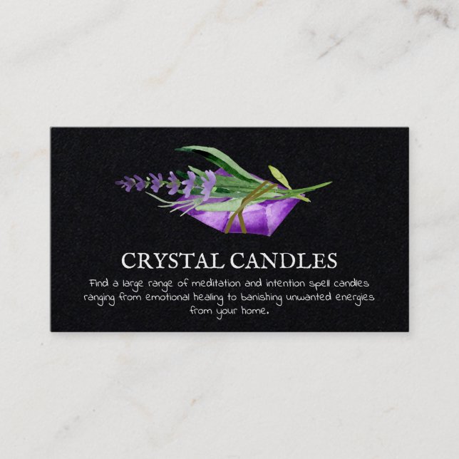 Amethyst Crystal Candle Intention Spell Business C Business Card (Front)