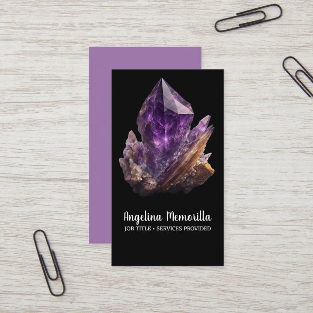 Amethyst Crystal Cluster Business Card (Front/Back In Situ)