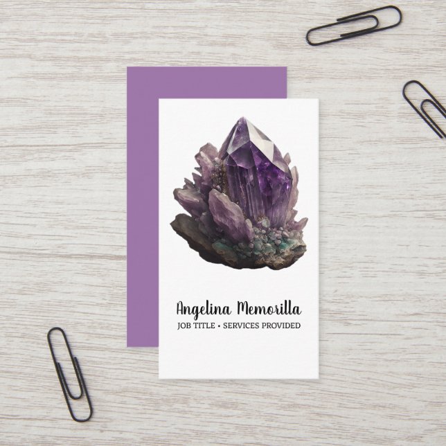 Amethyst Crystal Cluster Business Card (Front/Back In Situ)