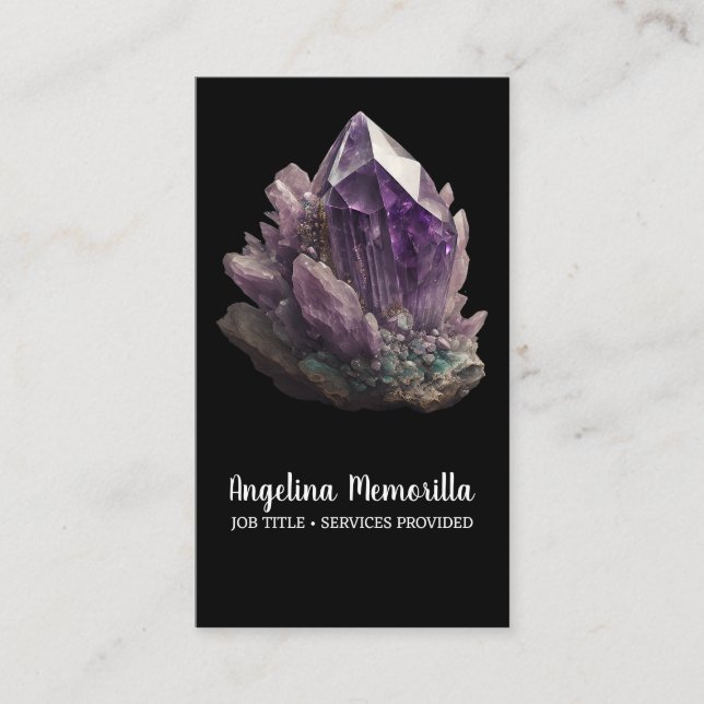 Amethyst Crystal Cluster Business Card (Front)