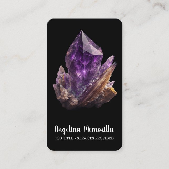 Amethyst Crystal Cluster Business Card (Front)