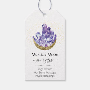Amethyst Crystal Cluster Gold Crescent Moon Mystic Gift Tags