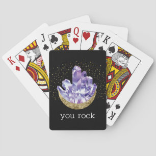 Amethyst Crystal Cluster Gold Crescent Moon Mystic Playing Cards