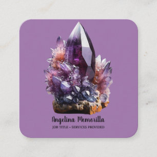 Amethyst Crystal Cluster Square Business Card