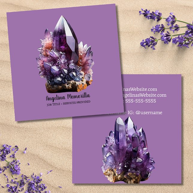 Amethyst Crystal Cluster Square Business Card (Creator Uploaded)