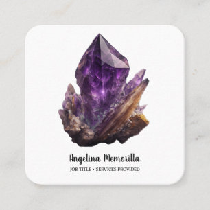 Amethyst Crystal Cluster Square Business Card