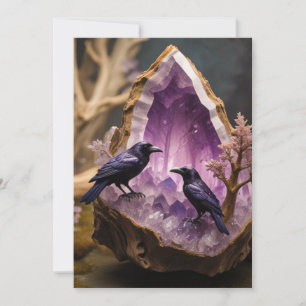 Amethyst Crystal - Crows Blackbird Ravens Invitation