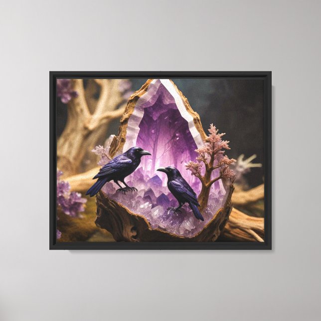 Amethyst Crystal - Crows Ravens  Canvas Print (Front)