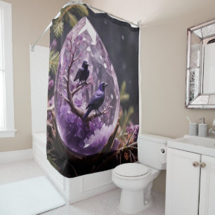 Amethyst Crystal - Crows Ravens  Shower Curtain