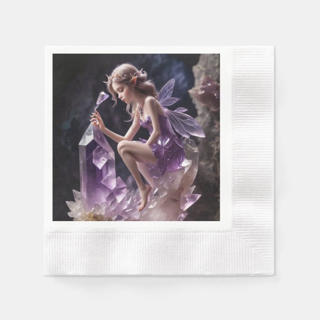 Amethyst Crystal Fantasy Fairy Princess Napkin (Front)