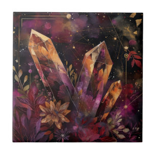 Amethyst Crystal Galaxy Celestial Pattern Tile