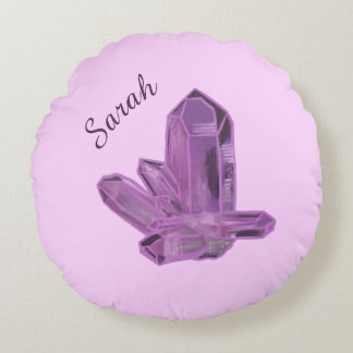 Amethyst Crystal Ornament – Protection & Calm  Round Cushion