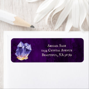 Amethyst Crystal Purple and Gold Address
