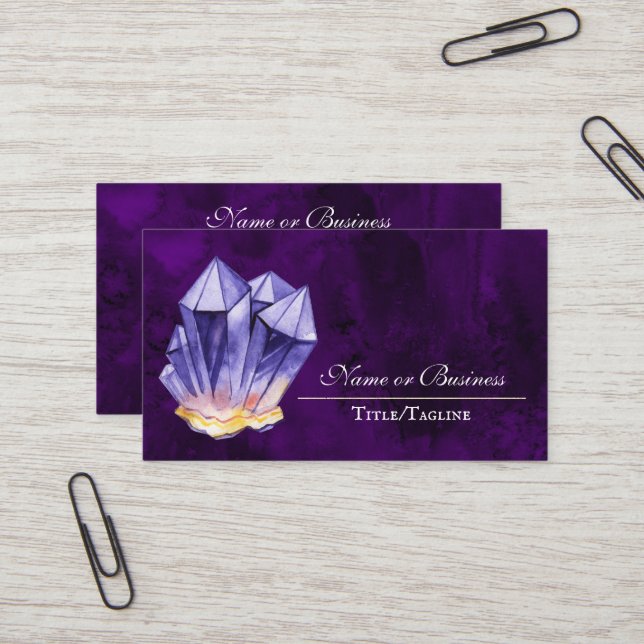 Amethyst Crystal Purple Beautiful Business Card (Front/Back In Situ)