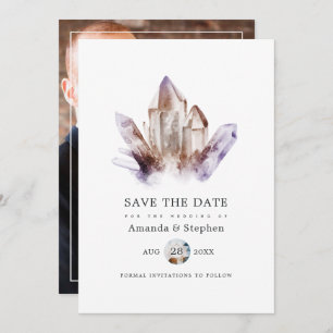 Amethyst Crystal Wedding Photo Save The Date