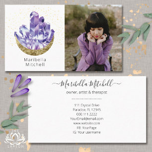 Amethyst Crystals Crescent Moon Mystical Photo  Business Card