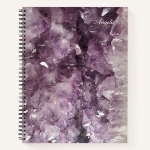 Amethyst Crystals Photo with Name Notebook