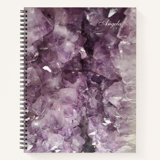 Amethyst Crystals Photo with Name Notebook (Front)