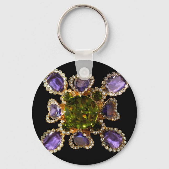 Amethyst, Diamonds, rhinestones, Emeralds Key Ring (Front)