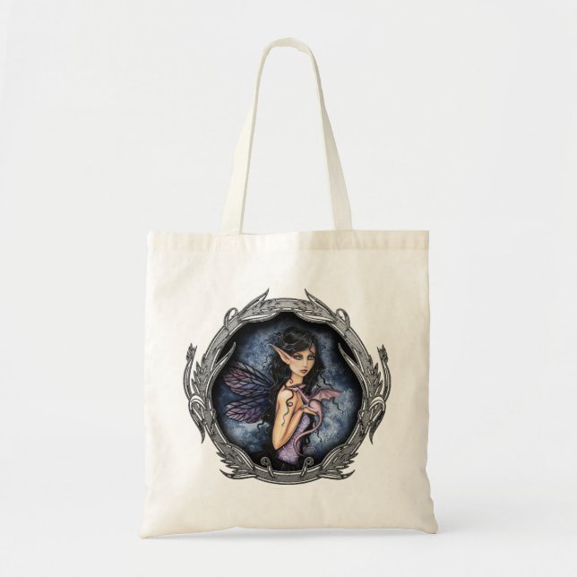 Amethyst Dragon Fairy Art Tote Bag (Front)