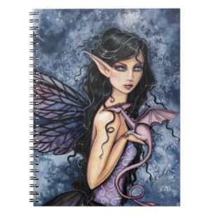 Amethyst Dragon Purple Fairy Fantasy Art Notebook