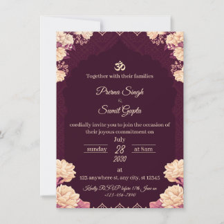 Amethyst Elegance: Floral Purple Wedding Invitatio Invitation