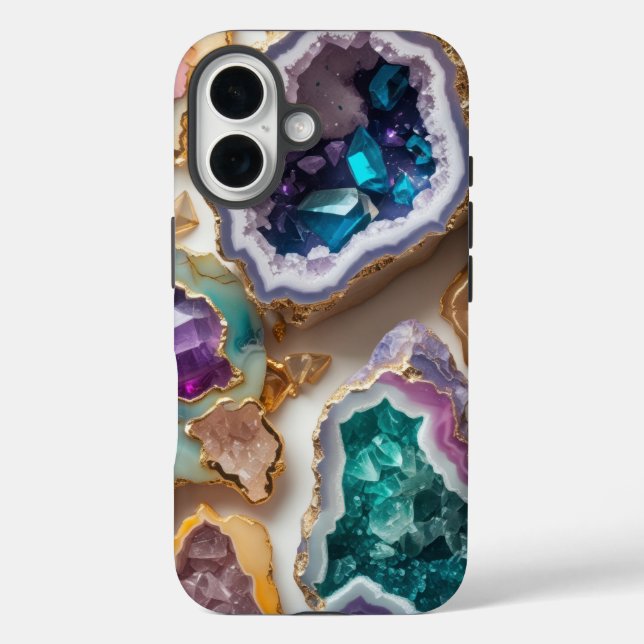 Amethyst & Emerald Crystal Geodes – Elegant Marble Case-Mate iPhone Case (Back)
