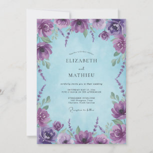 Amethyst Floral Enchantment Wedding Invitation