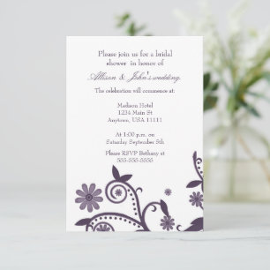 Amethyst Floral Swirls Bridal Shower Invitation