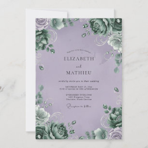 Amethyst Foliage Elegant Eucalyptus Wedding Invitation