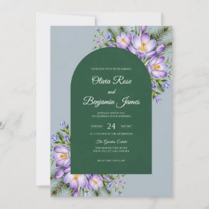 Amethyst Foliage Emerald Eucalyptus Wedding Invitation