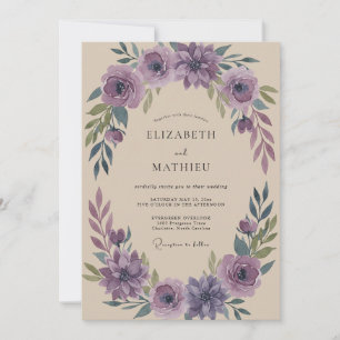 Amethyst Foliage Eucalyptus Wedding Invitation
