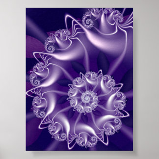 Amethyst Fractal Blossom with Luminous Spiral Peta Poster