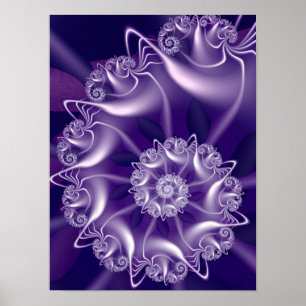 Amethyst Fractal Blossom with Luminous Spiral Peta Poster