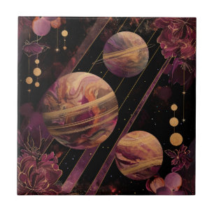 Amethyst Galaxy Planet Gold Celestial Tile