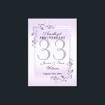 Amethyst Gem & Glitter 33rd Wedding Anniversary Canvas Print<br><div class="desc">Glamourous and elegant posh Amethyst 33rd Wedding Anniversary canvas print with stylish amethyst gem stone jewels corner decorations and matching coloured glitter border frame printed on an amethyst background. A romantic design for your celebration. All text, font and font colour is fully customisable to meet your requirements. If you would...</div>