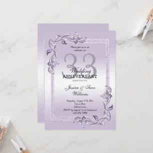 Amethyst Gem & Glitter 33rd Wedding Anniversary Invitation
