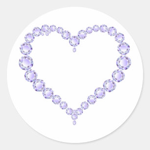 Amethyst Gem heart Classic Round Sticker