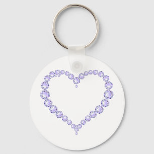 Amethyst Gem heart Key Ring