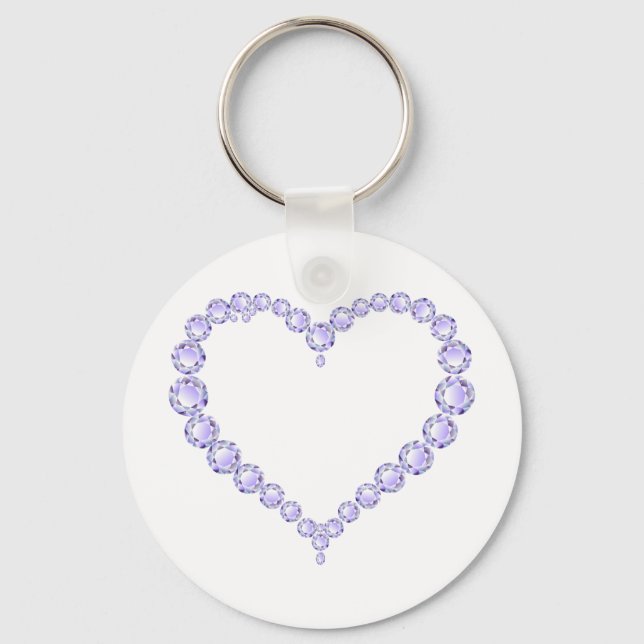 Amethyst Gem heart Key Ring (Front)