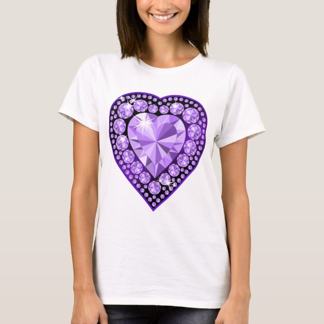Amethyst Gem heart T-Shirt (Front)