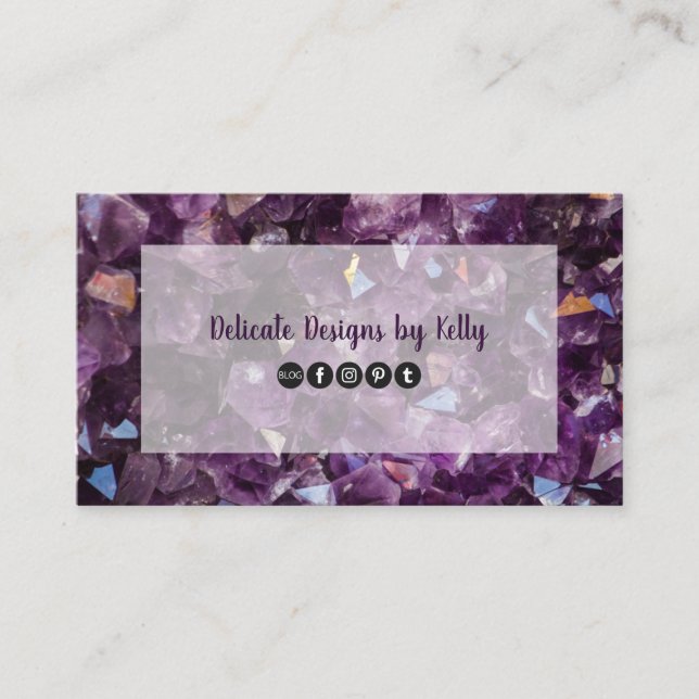 Amethyst Gemstone Crystal Jewellery Designer Business Card (Front)