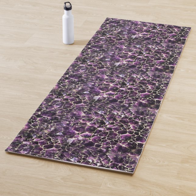 Amethyst Gemstone Crystal Print Yoga Mat (In Situ)