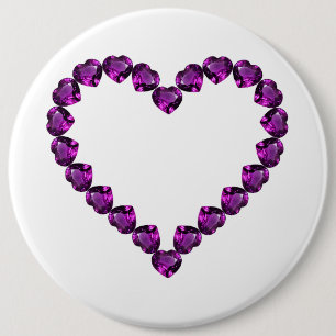Amethyst Gemstone Heart Purple 6 Cm Round Badge