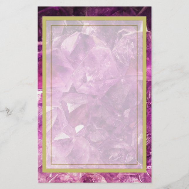 Amethyst Gemstone Image Shiny and Sparkly Stationery (Front)
