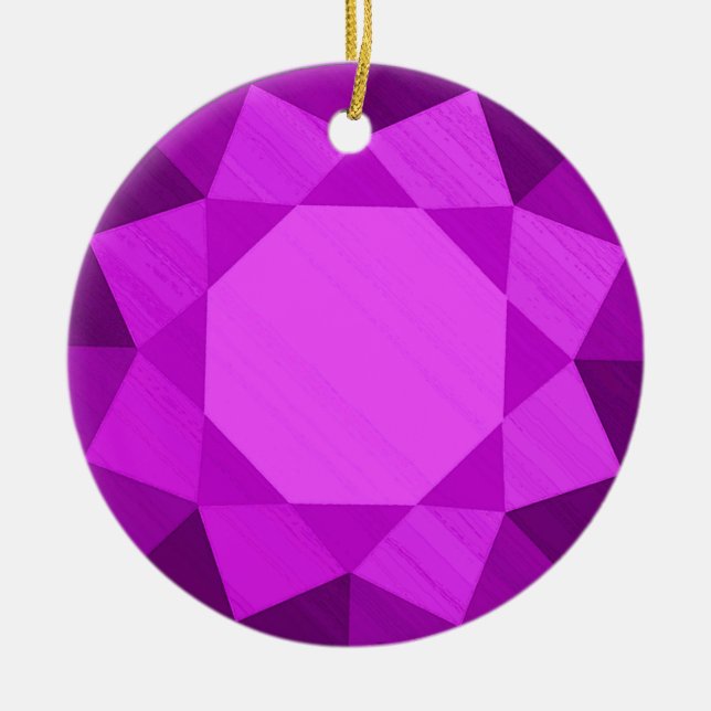 Amethyst Gemstone / Jewel Graphic Image  Ceramic Tree Decoration (Front)