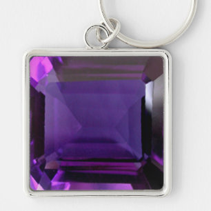 Amethyst Gemstone Purple Keychain