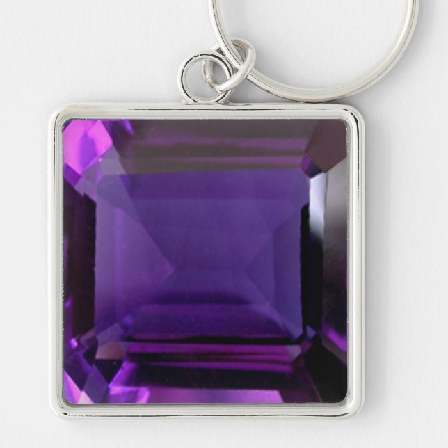 Amethyst Gemstone Purple Keychain (Front)